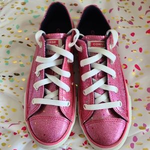 Girls Pink Glitter Converse